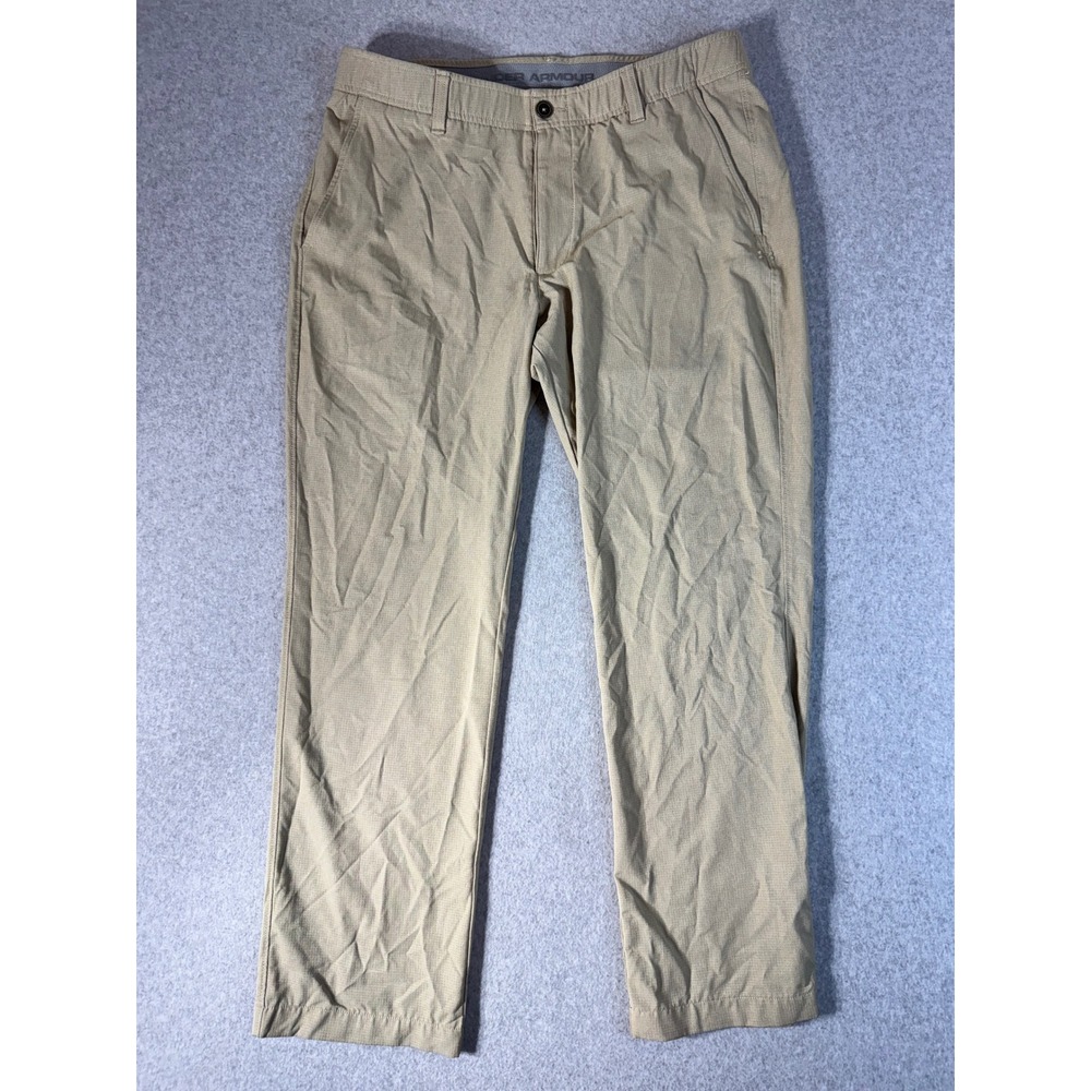 Under Armour Mens Match Play Golf Pants Khaki Tan Ripstop 36x30